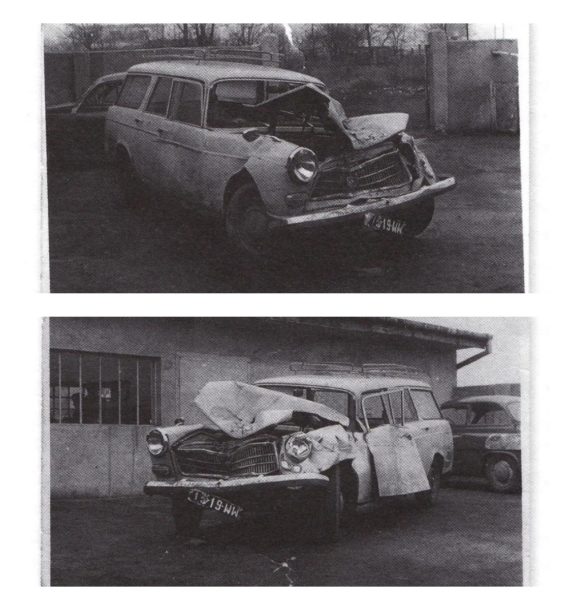 Stan rozbitego Peugeota na rok 1970